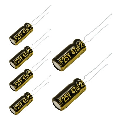 6 x Aluminum Electrolytic Capacitor 47uF 25V 20% 5x11mm FM Radial Panasonic - EEU-FM1E470